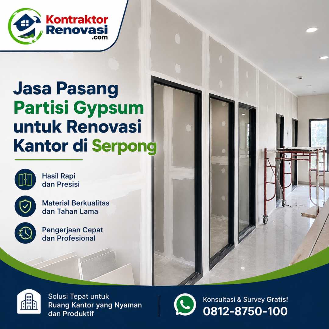 Jasa Pasang Partisi Gypsum untuk Renovasi Kantor di Serpong