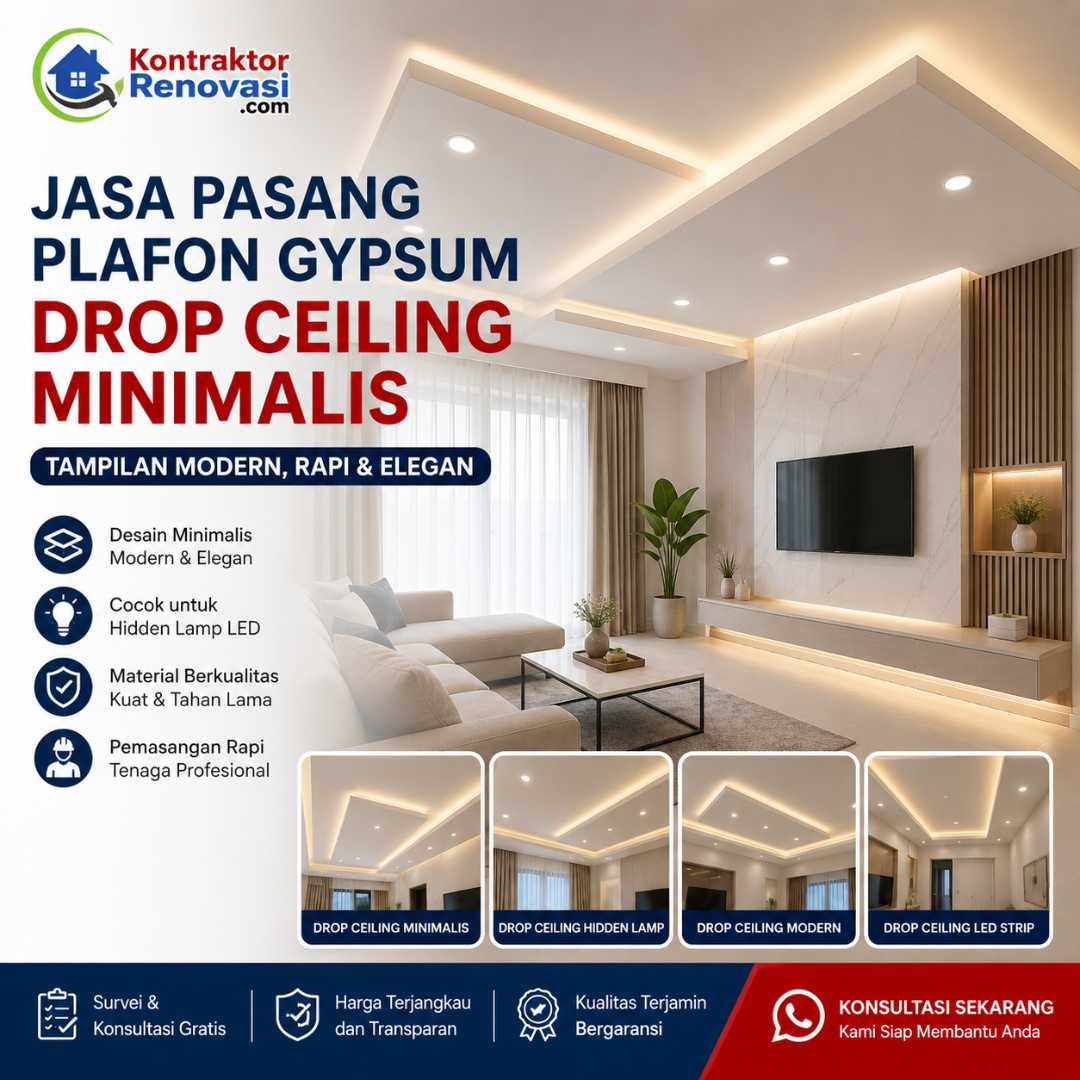 plafon gypsum drop ceiling minimalis