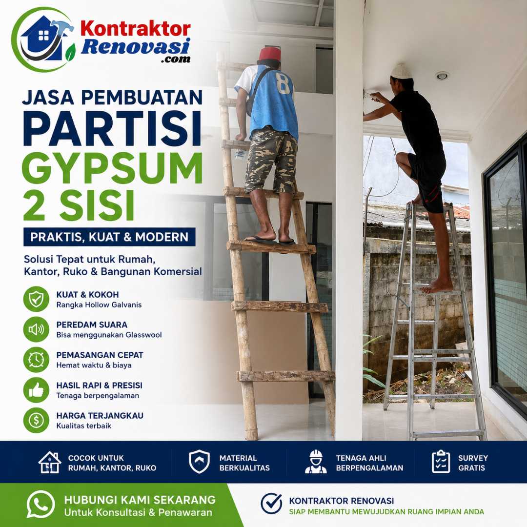 Jasa pembuatan partisi gypsum 2 sisi